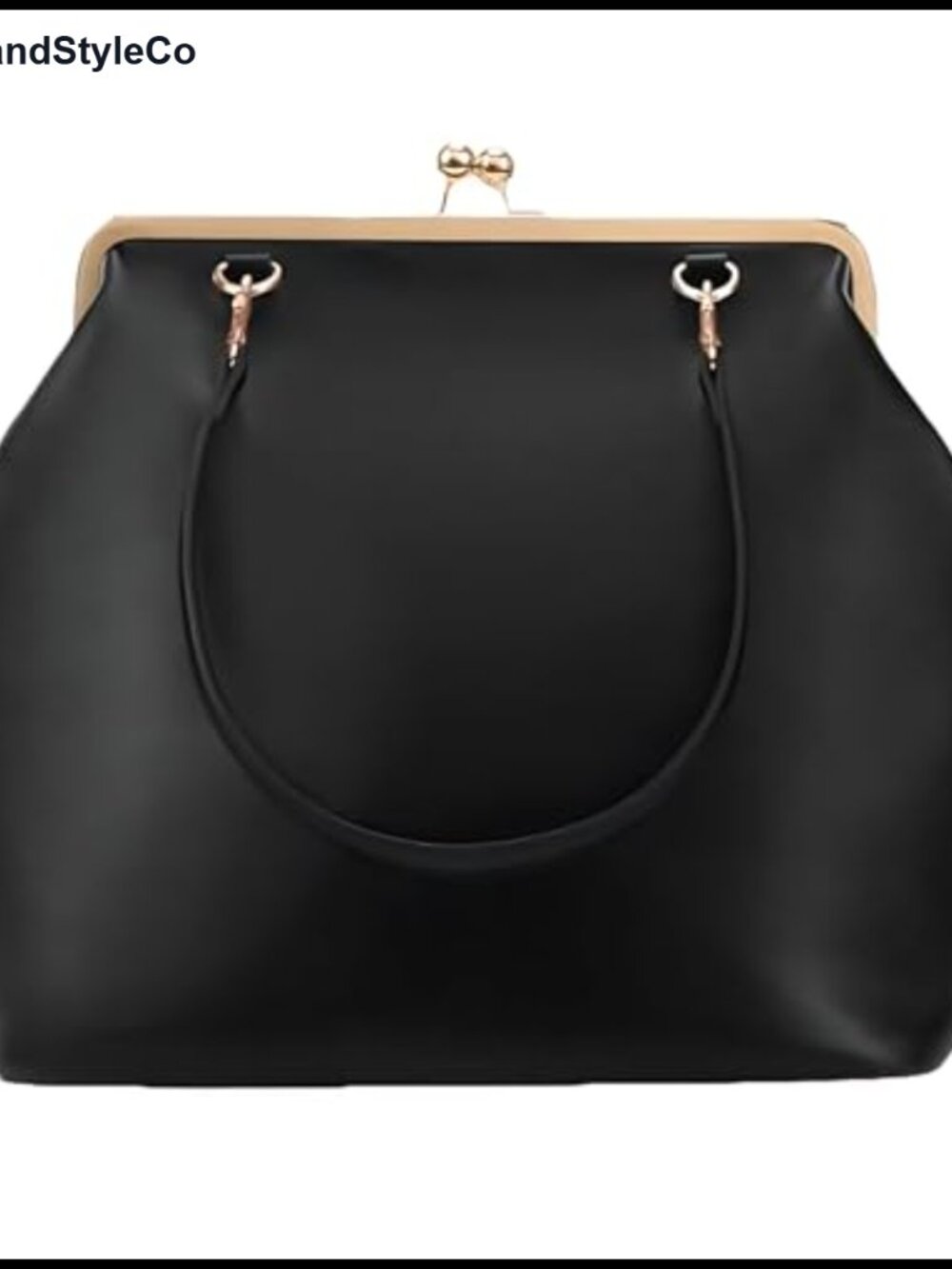 Kiss Lock Tote Faux Leather Shoulder Bag Clutch Purse